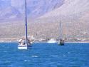 Boats at anchor in Bahia Los Angeles with messy north winds