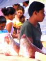 Hog heads on display at Loreto Farmers Market