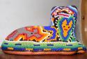 Beaded Huichol cat: deer symbol aft and coyote under head