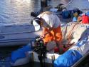 Tim working on Tohatsu 5HP 4 stroke outboard